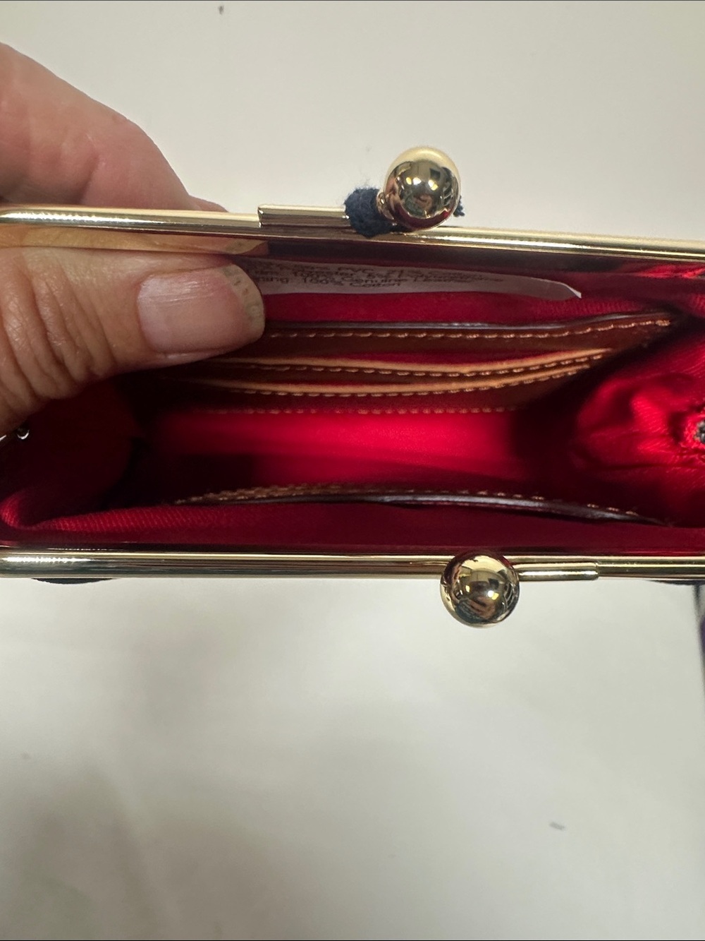 Dooney & Bourke Navy and Gold DB Monogram Kiss-Lock Coin Purse - Picture 7 of 11